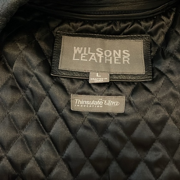 Wilsons Leather Black Leather Jacket Thinsulate Insulation 90s/Y2K Style Size L - Picture 5 of 7
